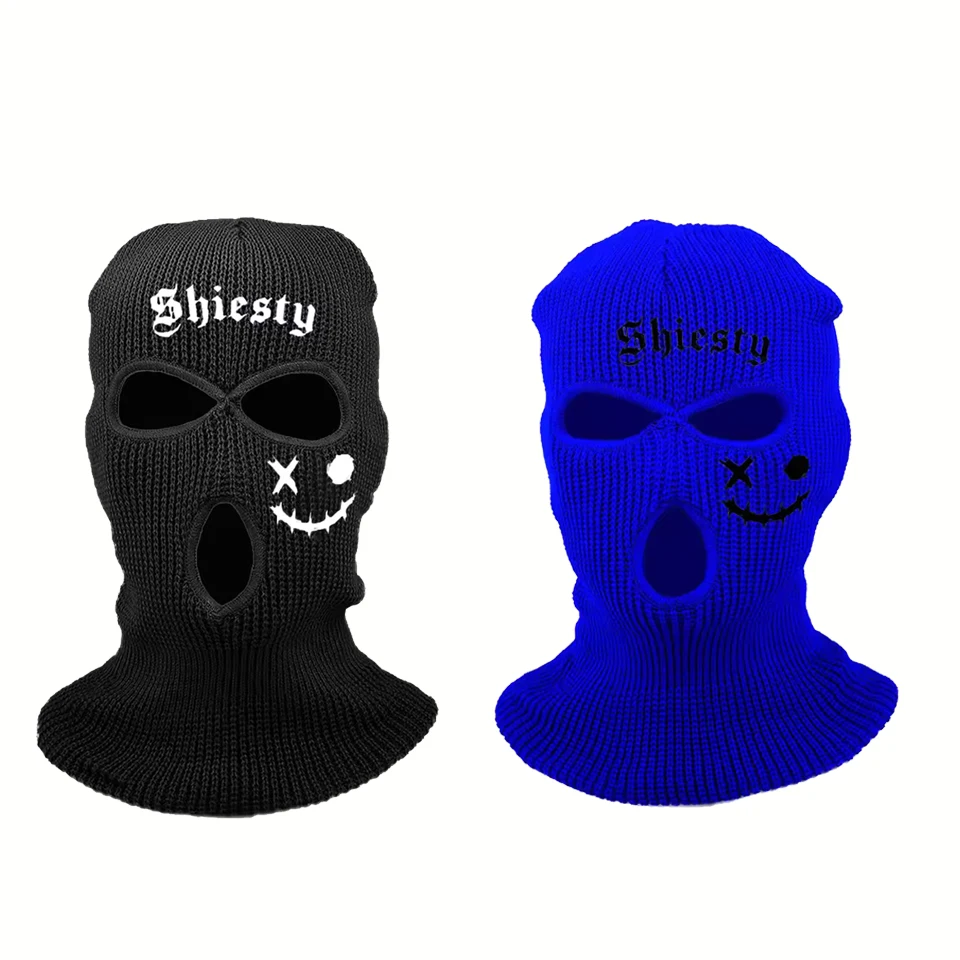 1/2/3 PC Warm Knitted Full Face Balaclava Hat with 'Shiesty' Lettering and Cold Matte Design, Ideal for Cold Weather