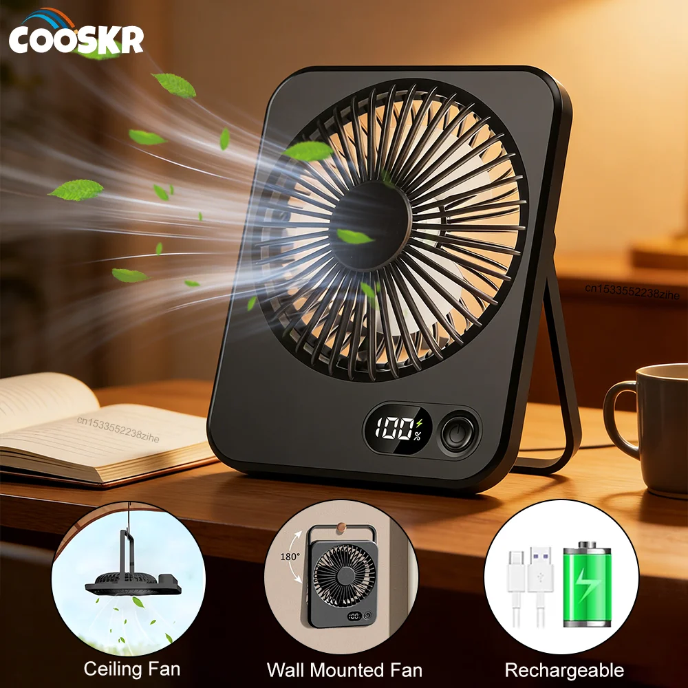 Mini USB Fan Portable Desk Fan Rechargeable Table Fan 5 Speeds Quiet Personal Fan Small Wall Mounted Ceiling Fan Camping Fan