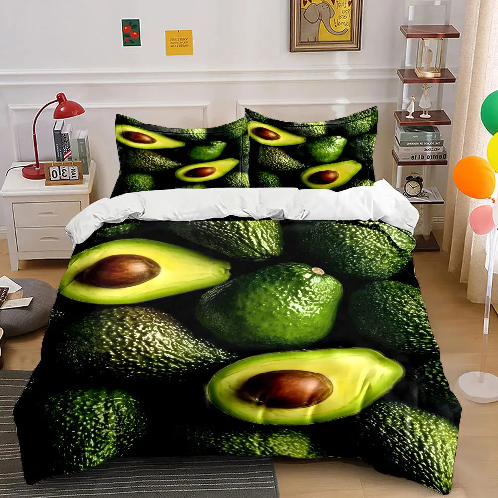 Fresh avocados stacked with cut halves Bedding Set for Kids Luxury Gift 3pcs Digital Print Comforter Set Soft Comfortable