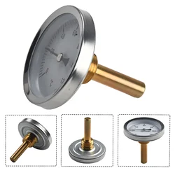 Metal Thermometer Hot Water Pipe Thermometer 0-120°C Heating 63mm Dial Temp Taper Thread Rear Entry Aluminum + Brass Hot Water