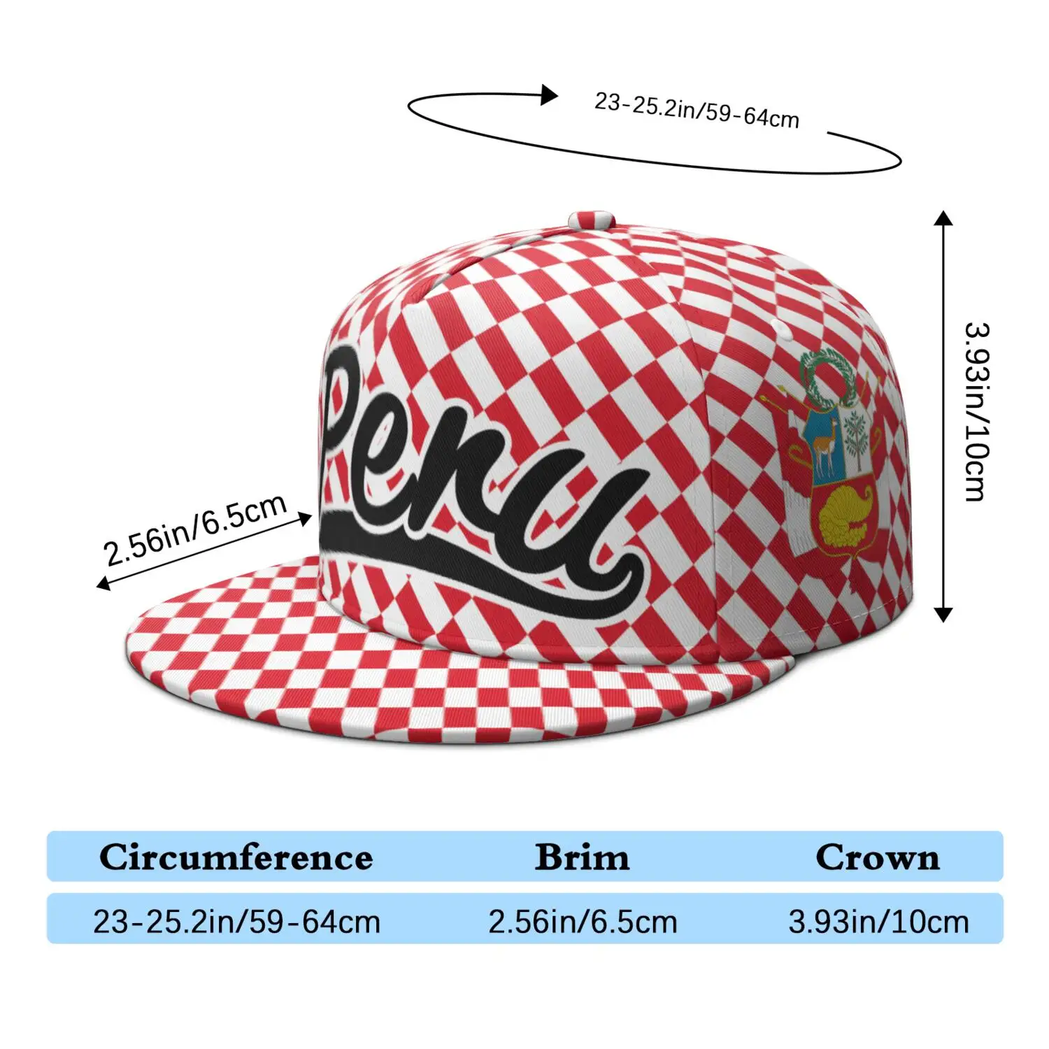 Peru Flat Brimmed Cap Custom Made Name Team Logo Hip-hop Hat Country Travel Republic Nation Peruvian Flags Spanish Headgear