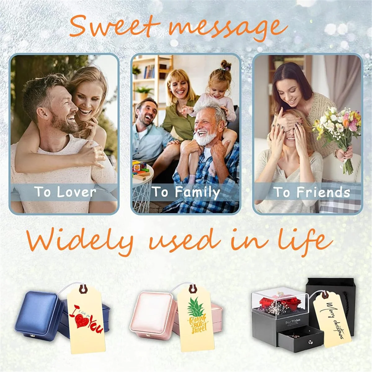 علامات تعليق A45U 300 قطعة مع سلسلة، ملصقات شحن بفتحة معززة وسلسلة مرنة، قابلة للكتابة، مثالية لجميع المناسبات