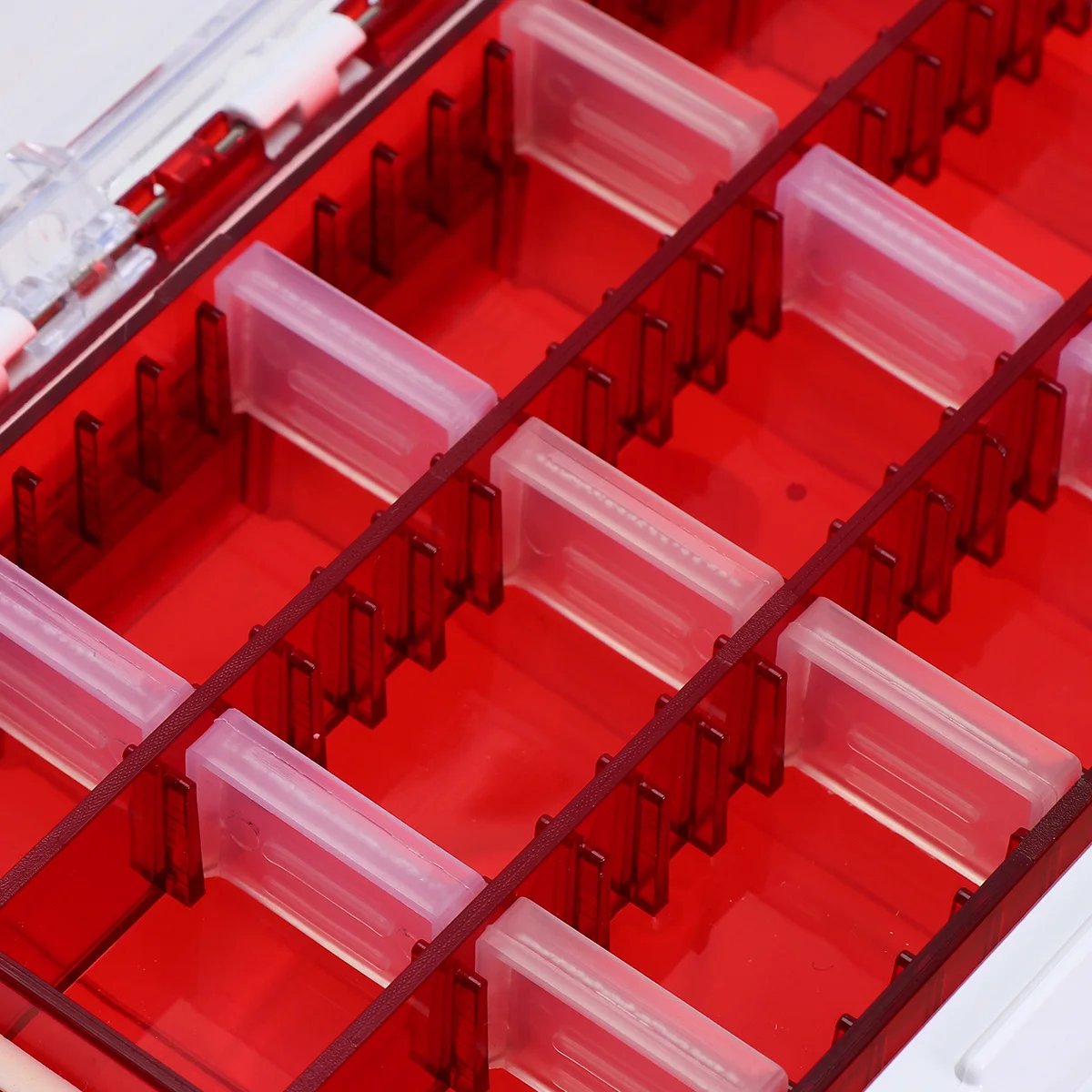 

Double-Layer Waterproof Fishing Tackle Box Red Adjustable Compartments Portable Handle Outdoor Fishing Lure Hook Bait Storage