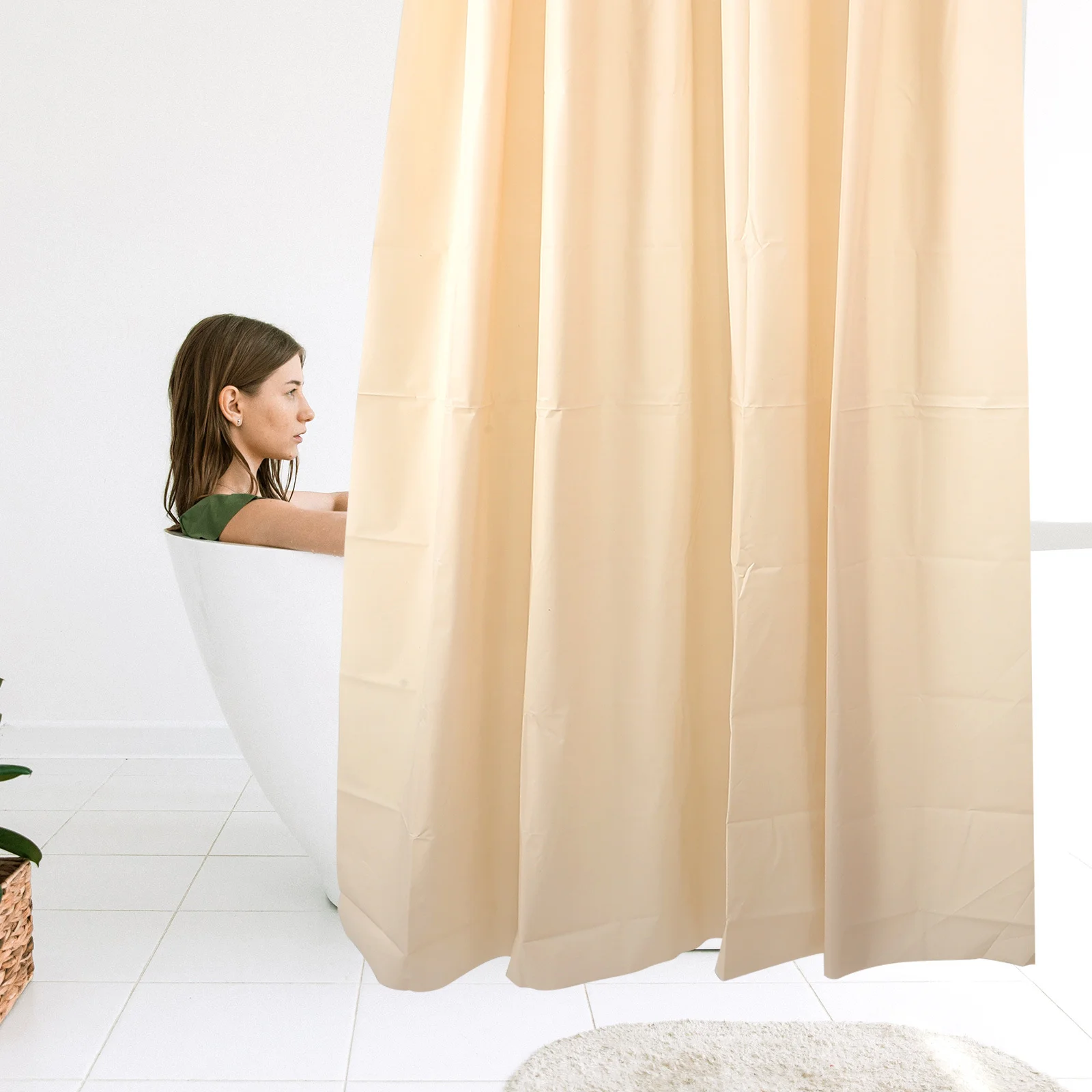 

Solid Color Peva Shower Curtain Thickened Waterproof Bath Shower Curtain Bathroom Decoration with Hooks Bathroom Decor