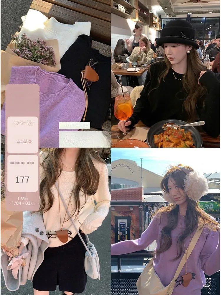 

Женский шерстяной трикотажный комбинезон Miaolab, повседневный, свободного кроя, с длинным рукавом, круглым вырезом, для ношения под одеждой, модный бренд