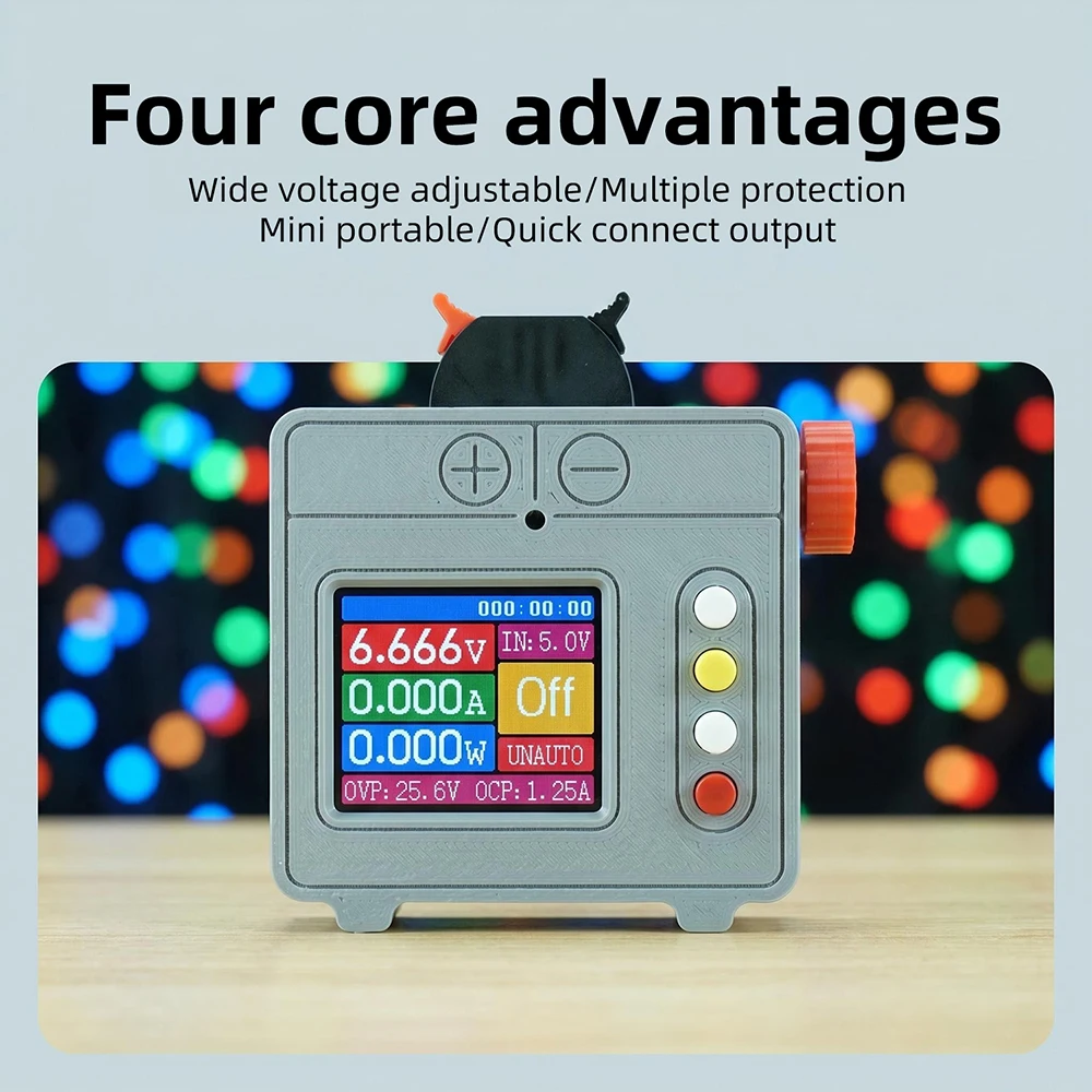 Mini 5W Adjustable Power Supply Buck-Boost Converter Color Screen Auto Step Up Step Down Power Supply Module Voltage Regulator