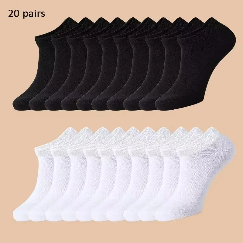 10/20/40Pairs  Unisex Casual Plain Color Boat Socks Thin Breathable Comfy Anti Odor Sweat-absorbing Low Cut Ankle Socks For Men