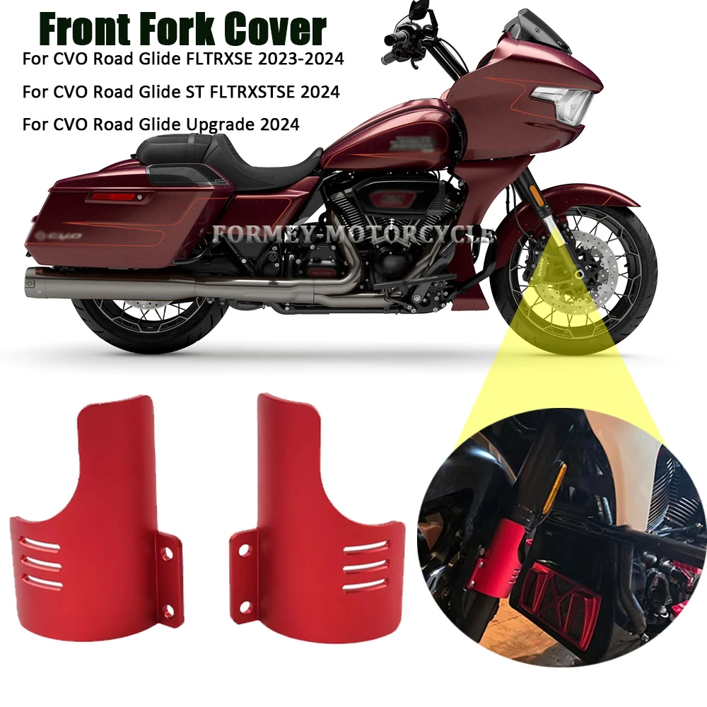 

For Harley Touring CVO Road Glide ST Upgrade Motorcycle 2024 Fork Guards Lower Fork Leg Deflector Shield Front RED Accessories
