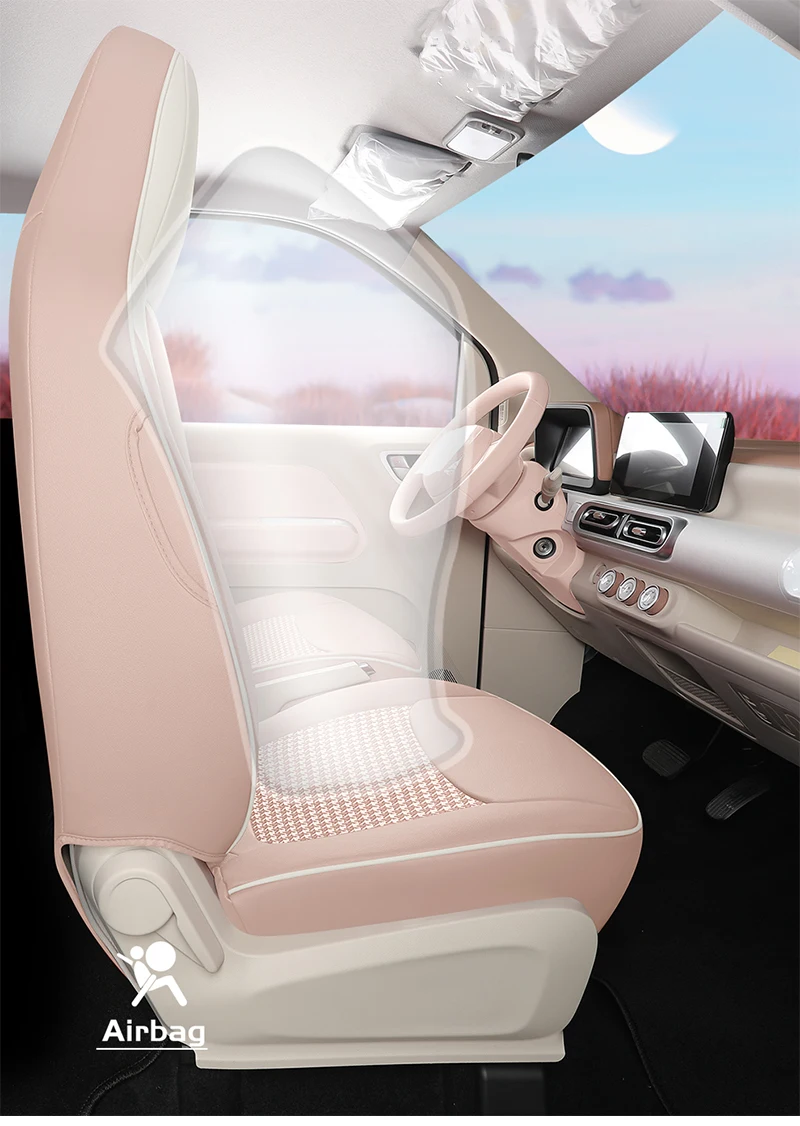 Maßgefertigte Auto-Zubehörteile Sitzbezüge Komplettset aus Kunstleder für Wuling MINI EV 2024 Vorder- und Rückreihe für Hongguang Mini – Detail 8