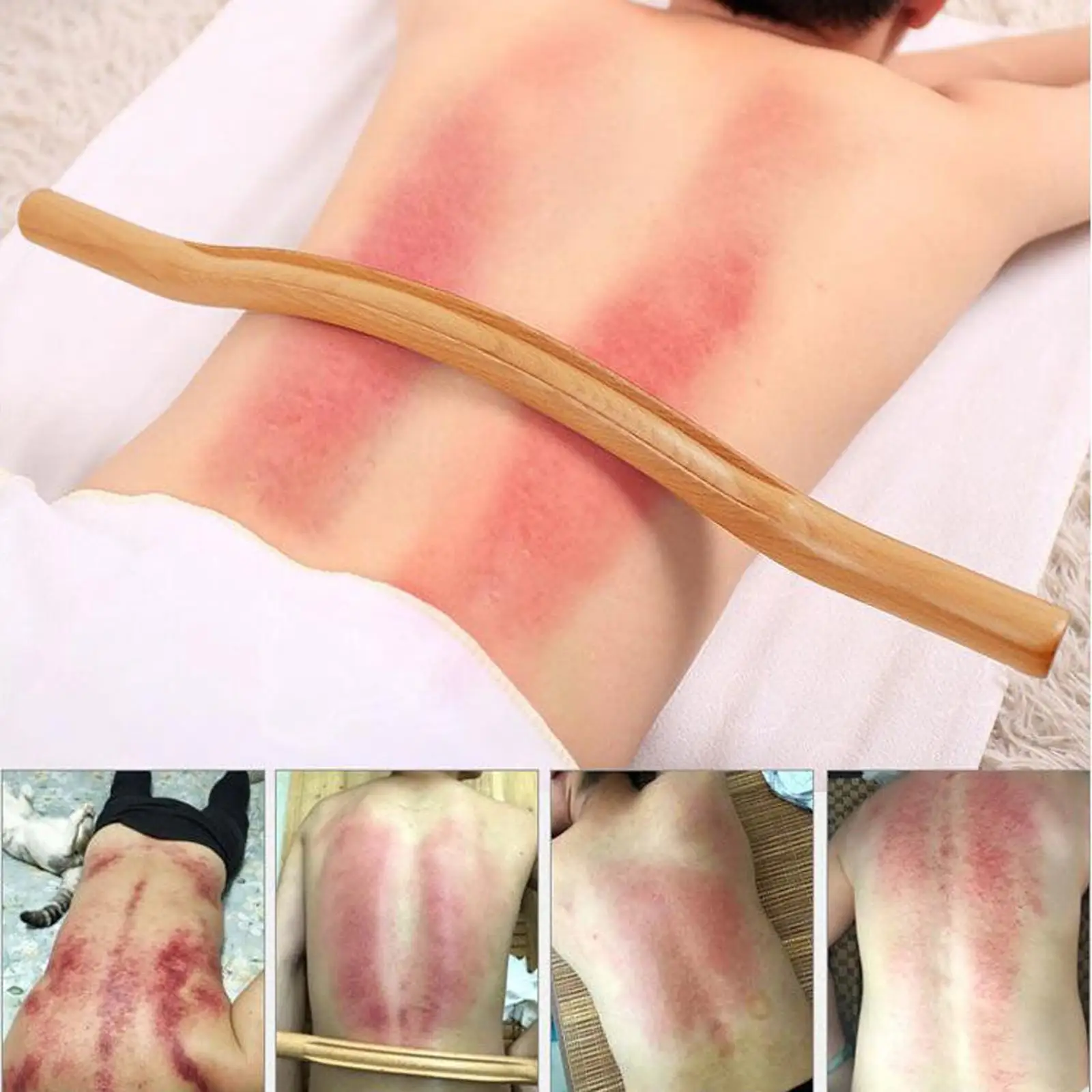 Gua Sha Body Massage Tool Beech Wood Scraping Stick Manual Deep Tissue Reflexology Massager for Shoulder Back Leg