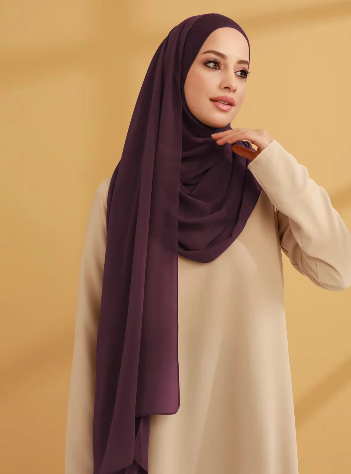 Hot Selling Chiffon Hijab with a Matching Cotton Inner for Women Hijab Shawl Underscarf