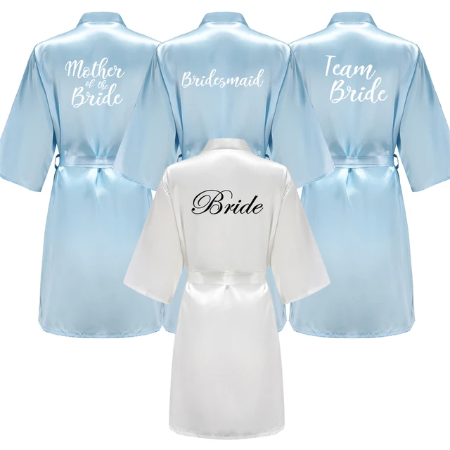 Light Blue Bridesmaid Robes Sister Mother of The Bride Kimono Wedding Best Gift White Writing Bridal Party Bathrobe AliExpress 200574005