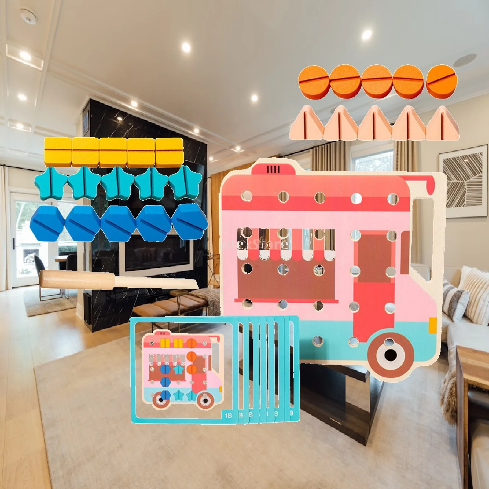 

Wooden Screw Matching Games Puzzle Toy Construction Building Basic Skills Shapes Puzzles for Kids Preschool Toddlers Gifts
