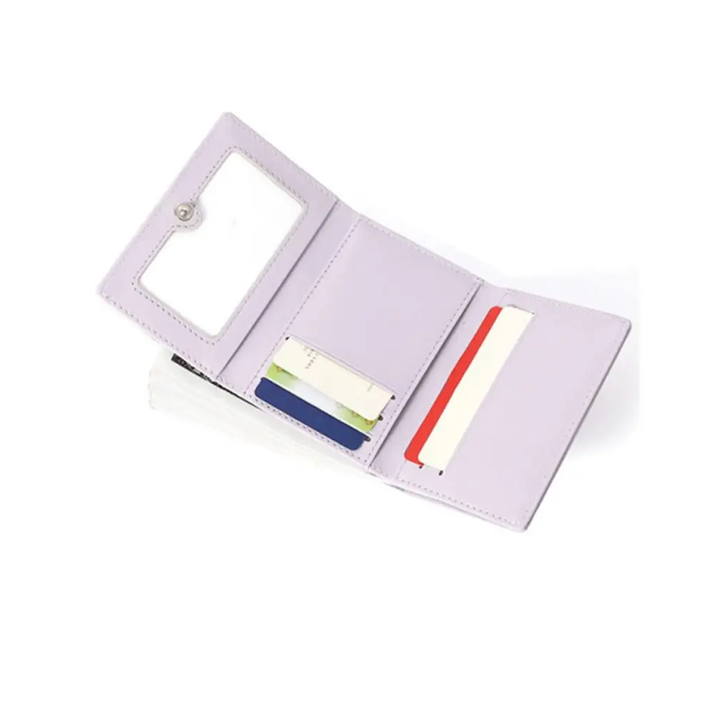 

High Quality Triple Fold Short Wallets PU Leather Small Coin Purse Buckle Cute Panda Card Holder Women Ladies