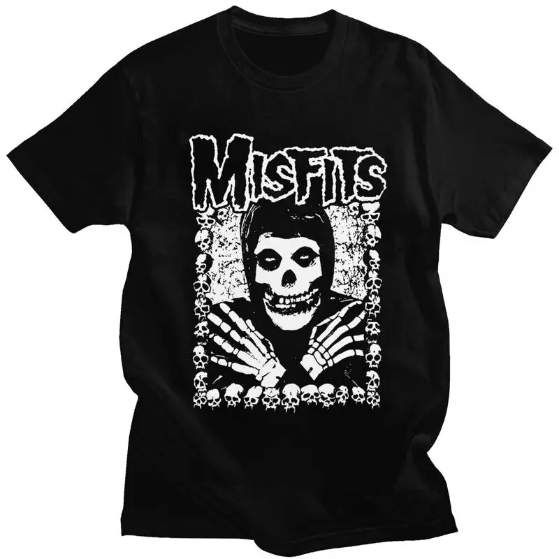 

Custom Novelty Misfits Rock Punk Skull T Shirt Men Short Sleeves 100% Cotton T-shirt Casual Tee Streetwear Tshirts