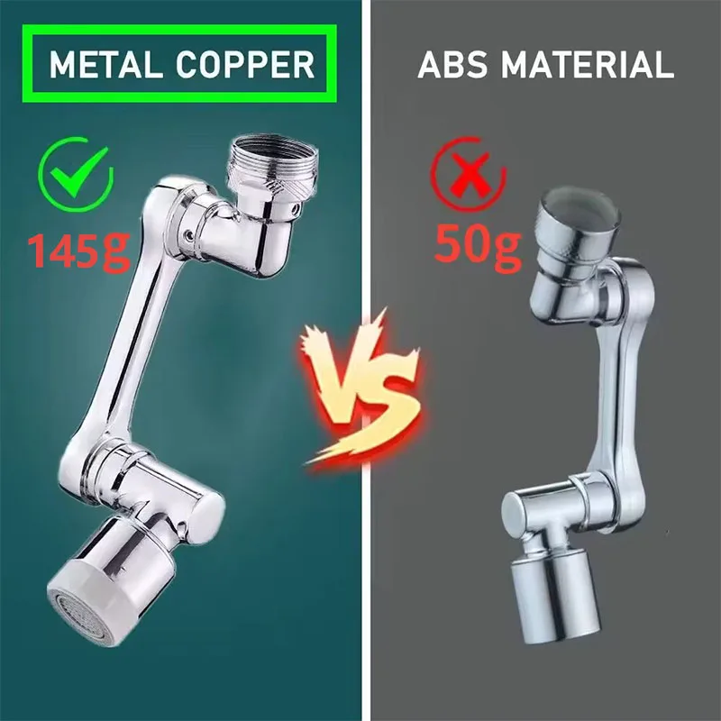 Universal Metal Copper Kitchen Faucet Aerator Extender 1080° Rotation Spray Head Tap Extension 360° Sink Sprayer  Water Saving