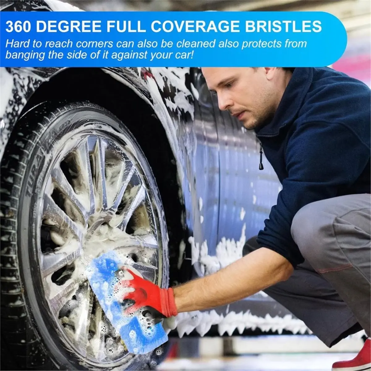 Home Tool 2 Pcs Car Wash Brush Head with Soft Detailing Bristle Through Car Cleaning Brush Exterior Wash Equipment for Auto Truc
