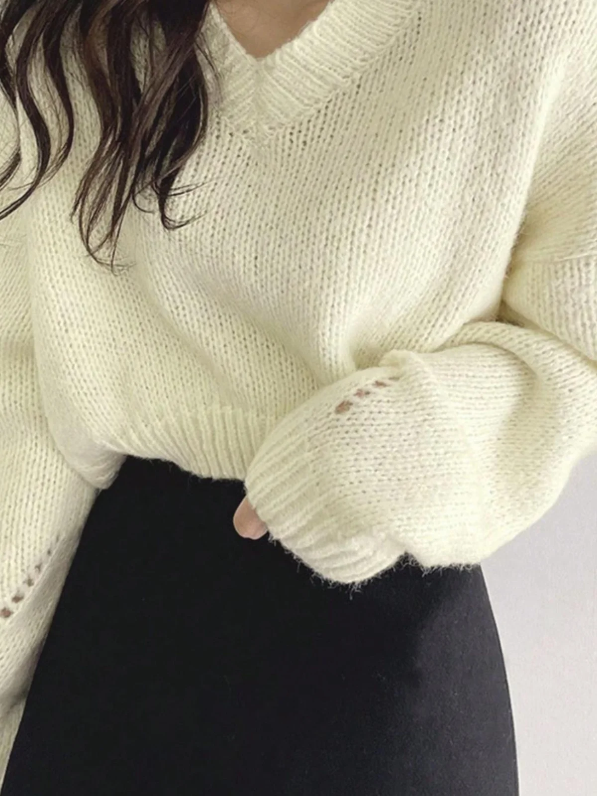 

Корейский свитер Sle Lazy, женский осенне-зимний свободный круглый свитер Ne Long Sve, вязаная основа для колледжа, корейский вкус