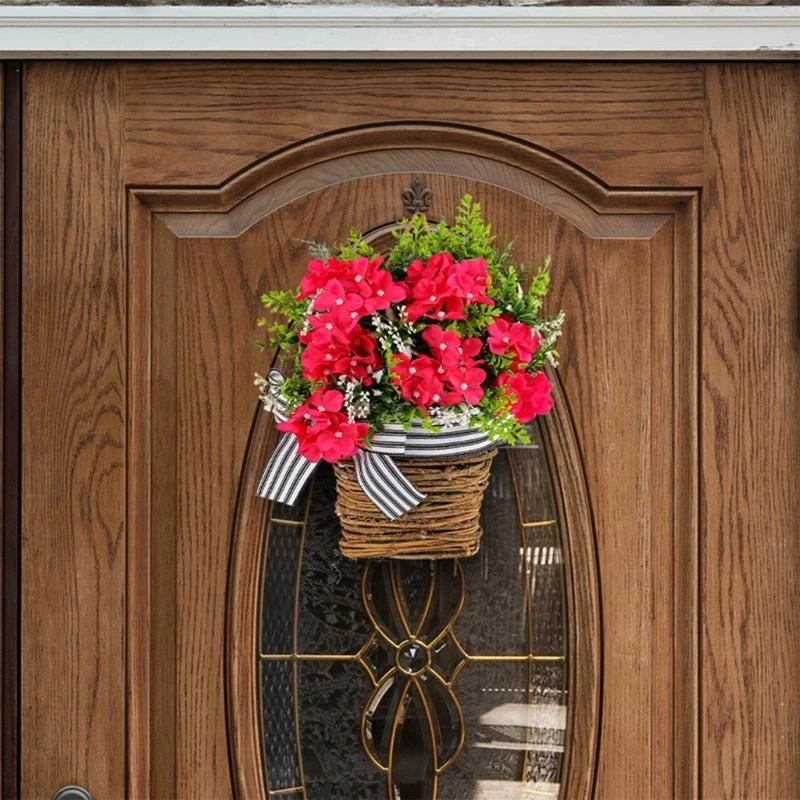 

Door Hangings Basket Wreath Realistic Plastic Flowers for Outdoor Decorations 15UB