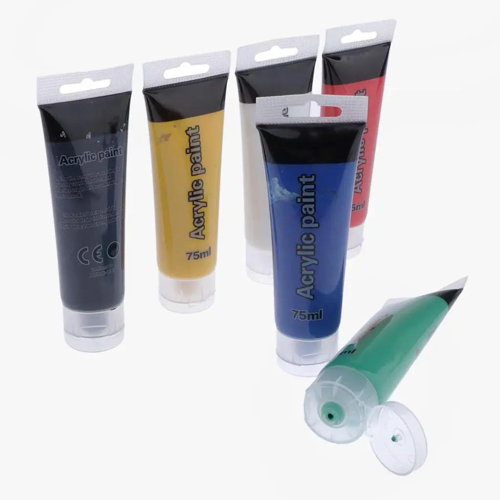 6 Color Assorted 5ml Tube Acrylic Painting Paint Pigment Kids Children Painting