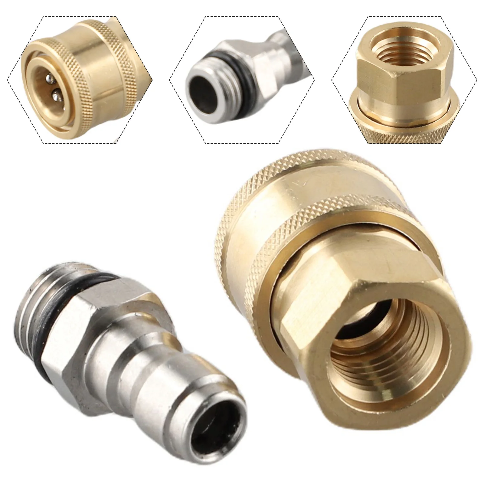 

Spare Connector Parts Garden Washing Adapter Stainless Steel Pressure Washer Quick Release 1/4 Male M22/14 Female