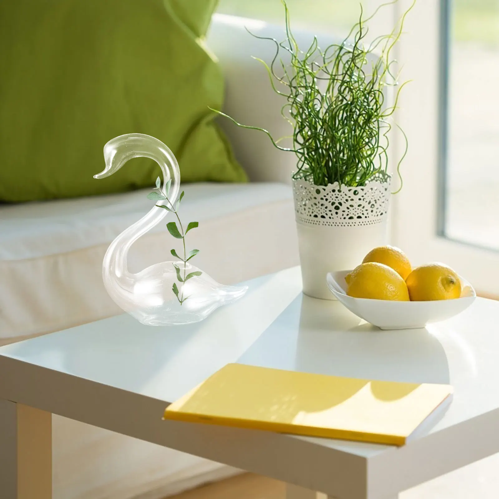 

2Pcs Swan Vases Hydroponic Office Desktop Planters Home Table Decor Hydroponic Glass Vases
