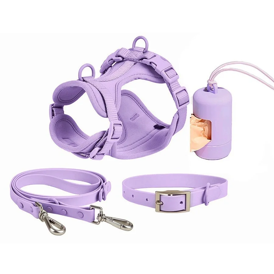 Pet Leash Anti-slip Breathable Collar Drawstring Chest Back Garbage Bag Storage Set Pet Travel Harnesses Supplies Accessories