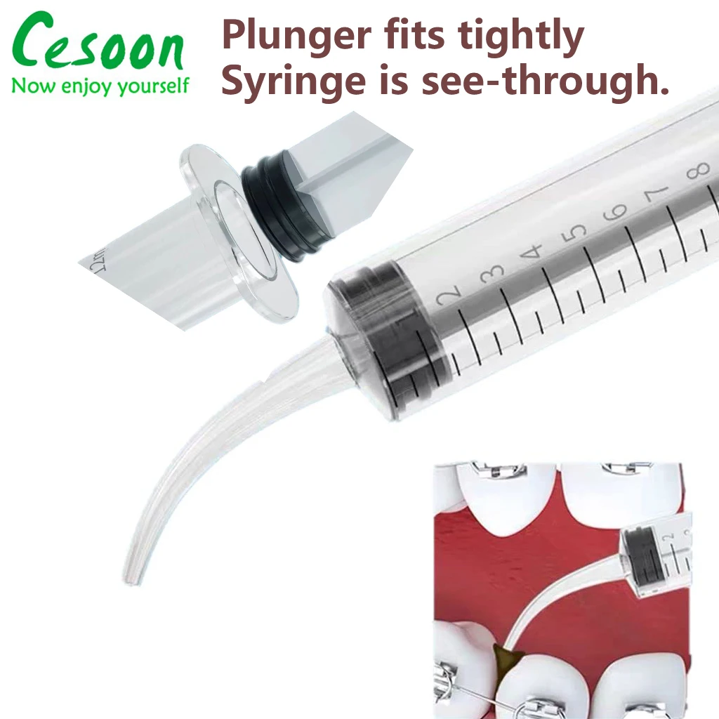 1/10Pcs Seringa De Irrigação Dental Descartável Com Curvo Dica 12ml Dentista Uso Material Do Dente Transparente Clareamento Cuidados Dentais