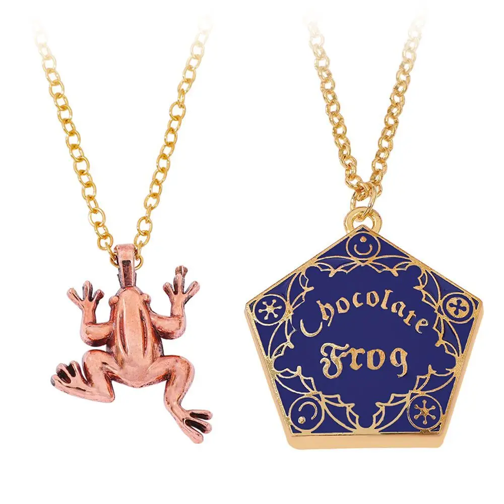 2 Collares de Harry Potter, Collares con Colgante de Rana de Chocolate de Hogwarts que se Abren, Joyería con Temática Mágica