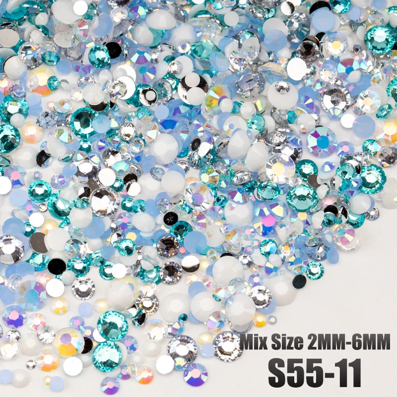 VDD 30/100g Neue Mischgröße 2-6mm Harz-Strasssteine Kristallfarbe AB Flache Rückseite für DIY-Bastelarbeiten, Nagelkunst-Dekorationen, Großhandel – Detail 16