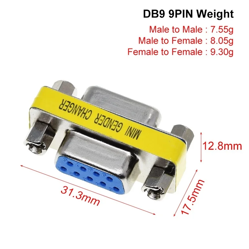 DB9 9Pin Mini Gender Changer Adapter Male to Male Female to Female Male to Female RS232 Serial Plug Com Connector