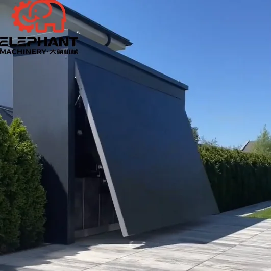 Modular Weatherproof Enclosed Shelter with Outdoor Kitchen Pavilion Featuring Electric Grill Sink Stainless Steel Construction