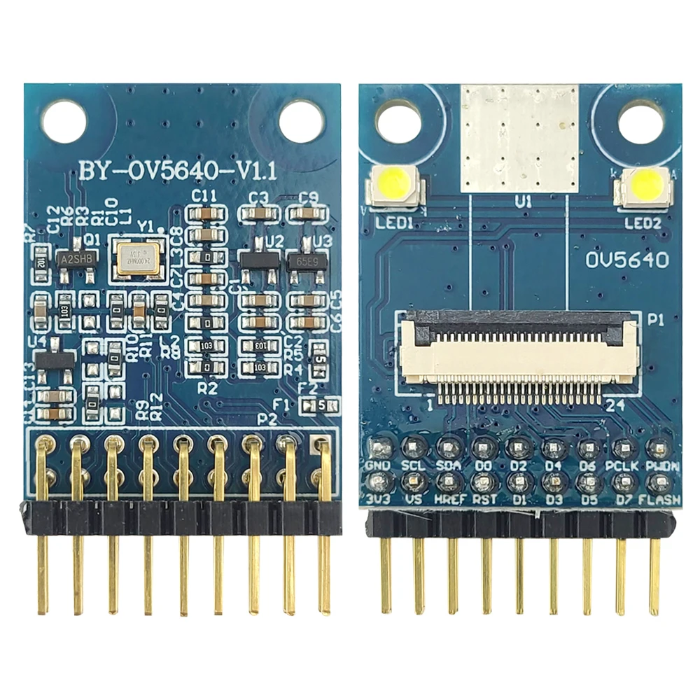 OV5640 Camera Module Adapter Board with Double Flash Light Control Development Board 8-Bit SCCB IIC Port 18PIN RGB YUV JPEG