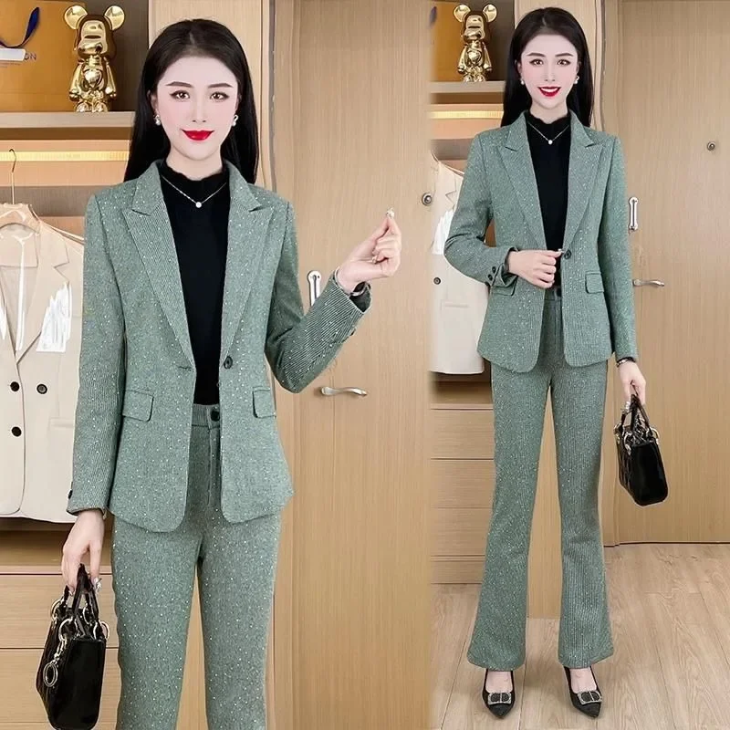 

Insozkdg Autumn New High Sense Business Suit Women's Western Style Goddess Temperament Fashion Temperament Trend Two-Piece Suit