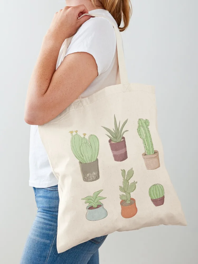 

Cute Potted Cacti and Succulents Tote Bag shopping trolley bag canvas tote bag Fabric cloth woman