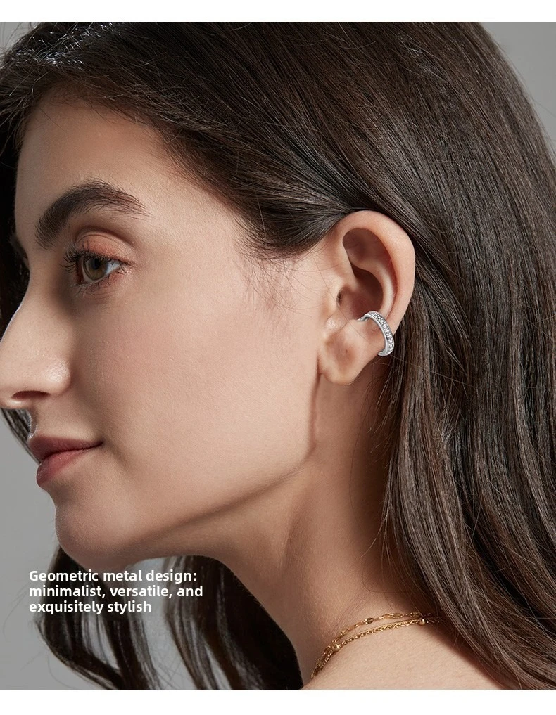 2025 امرأة موضة جديدة غرامة الزركون S925 C نوع أقراط مشبكية الشرير الصخرة للجنسين حجر الراين لا ثقب قرط كبس القرط مجوهرات