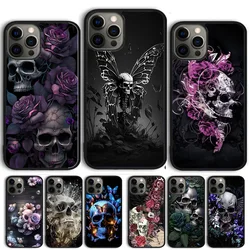 Fashion Skull Flower Skeleton Phone Case Cover For iPhone 17 Air 15 16 11 13 14 Pro Max 12 Plus Max Fundas