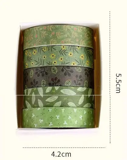 5rolls/box Hand tent tape tape set for girls, children and girls basic lace，forest retro artistic small fresh and paper
