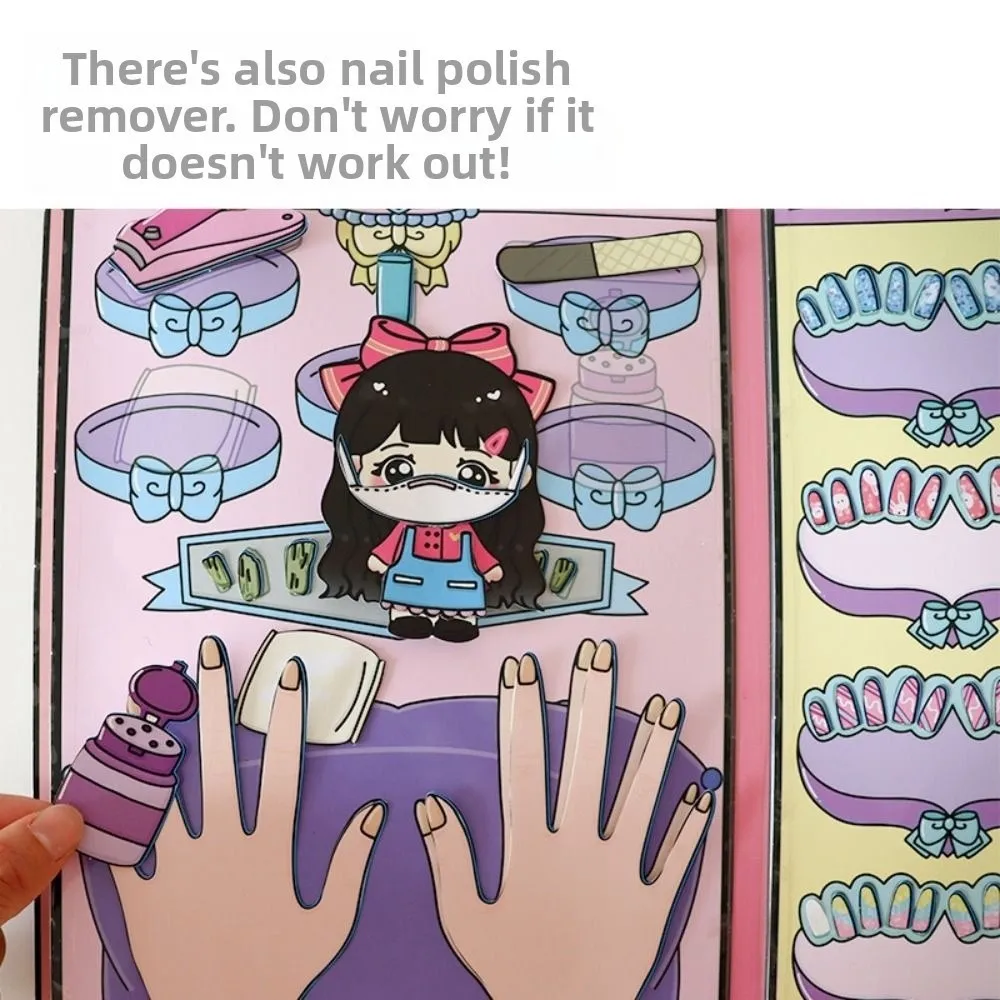 ชุดของเล่นแต่งตัวตัวต่อแบบสามมิติสำหรับร้านทำเล็บ หนังสือเงียบแบบอินเทอร์แอคทีฟ ชุดวัสดุทำเอง DIY ของเล่นแต่งตัวเด็กเล็กแบบมอนเตสซอรี่ หนังสือเงียบแต่งหน้าสำหรับเด็กเล็ก