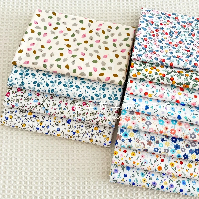 

160x50 см маленькая цветочная серия Рождественская саржевая хлопковая ткань с принтом, изготовление постельного белья скатерть DIY декоративная швейная ткань