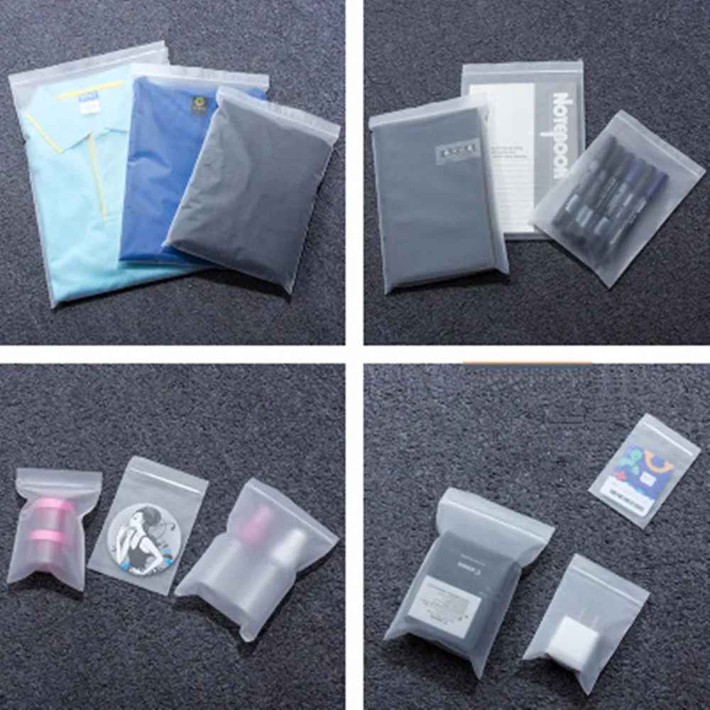 100Pcs CPE Frosted Plastic Zip Lock Retail Packaging Bag Reclosable Zipper Storage for Office Supply Clothes Book Pack Pouches