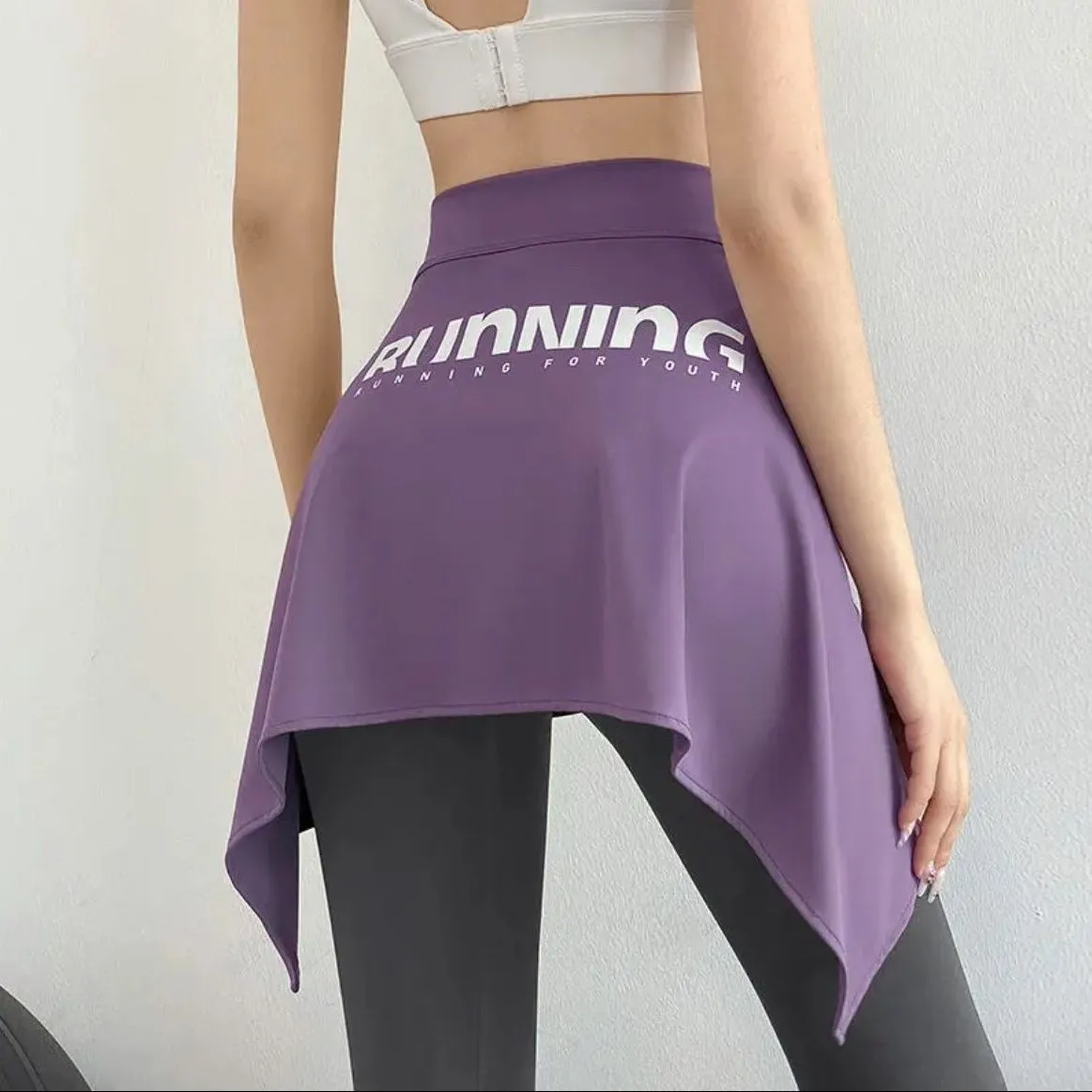 Summer Y2k Quick Dry Climbing Running Fitness Anti-naked Skirt Women Dance A Shawl Tie Waist Lady Sports Yoga Skirt Pink Fashion