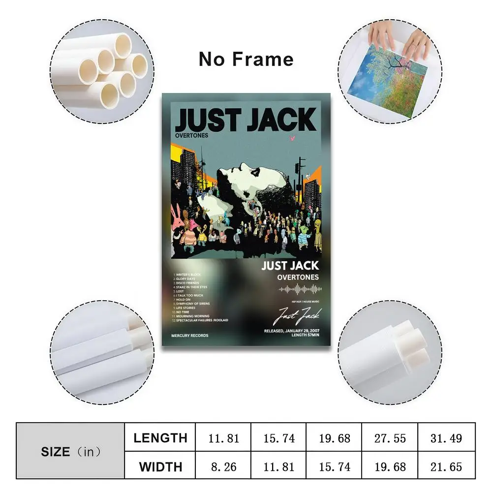 Just Jack Overtones Poster Peelable Self-Adhesive Album Cover Stickers, Frameless Wall Art for Singer Band Pop Rap Bedroom
