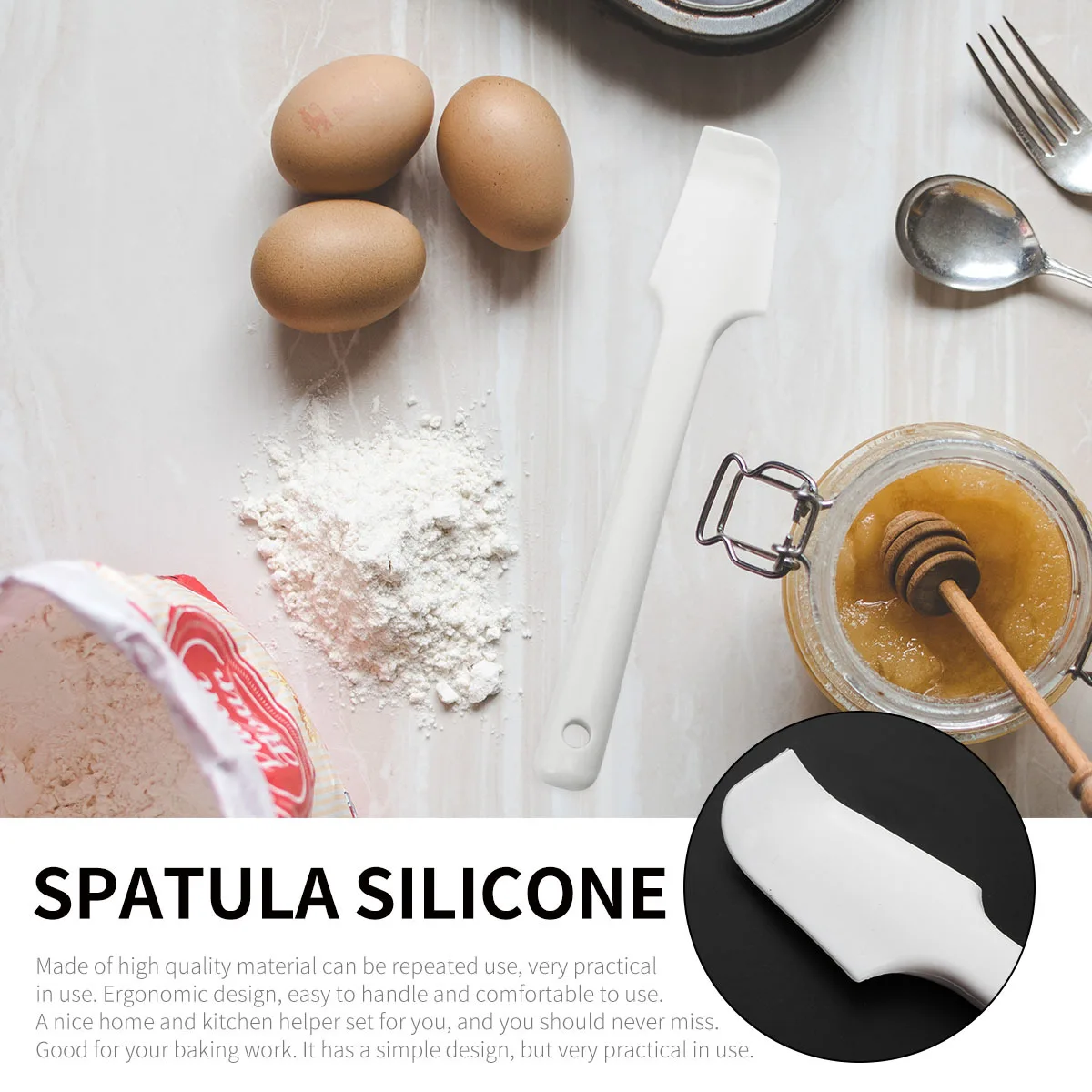 

Practical White Silicone Baking Scraper Set Long Handle Ergonomic Kitchen Tool Spatula Silicone Cake Spatula