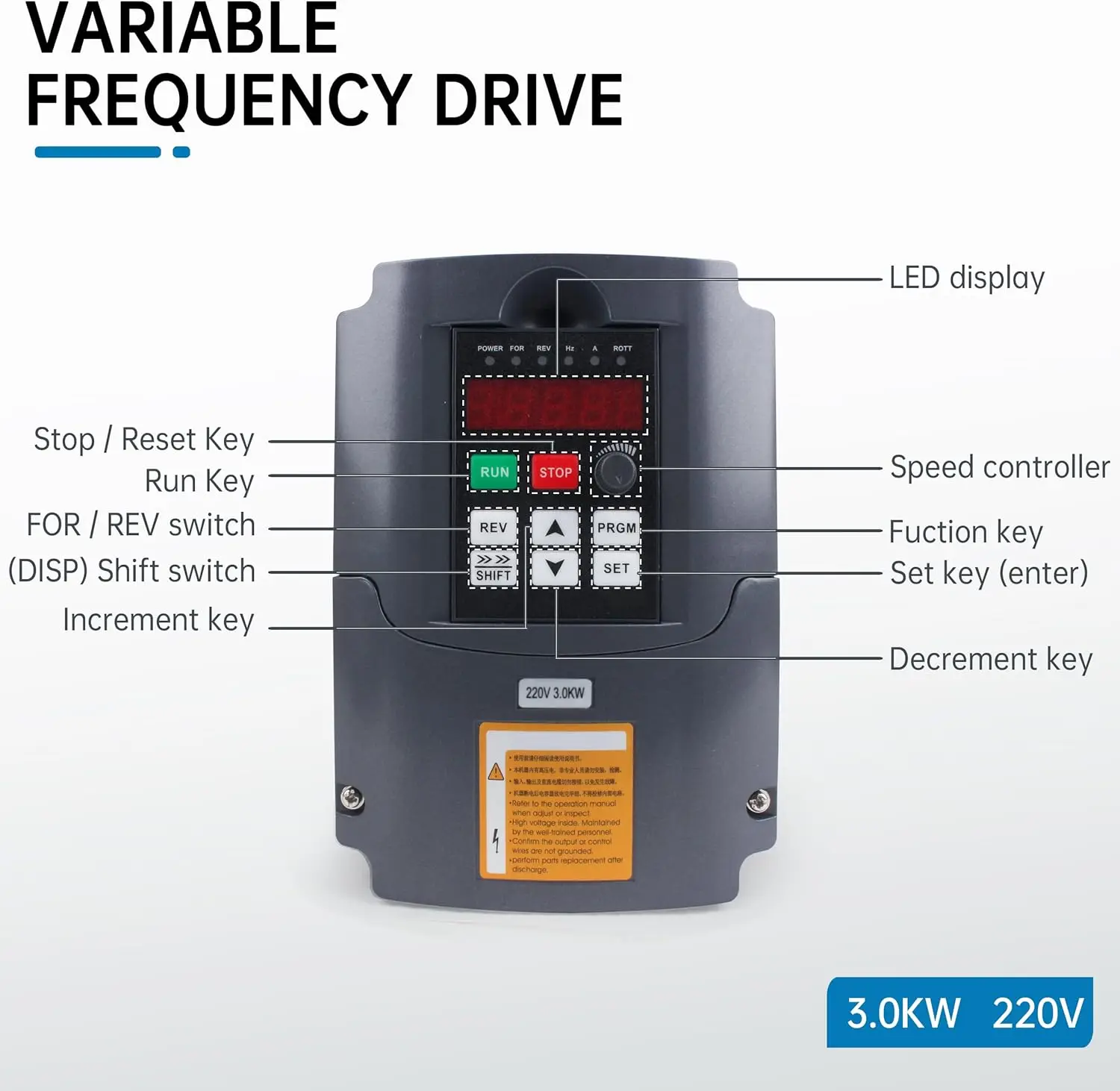 1.5KW HUANYANG 110V/ 220v /380v 인버터 CNC 스핀들 모터 속도 제어 가변 주파수 드라이브 0-400Hz 3P 출력