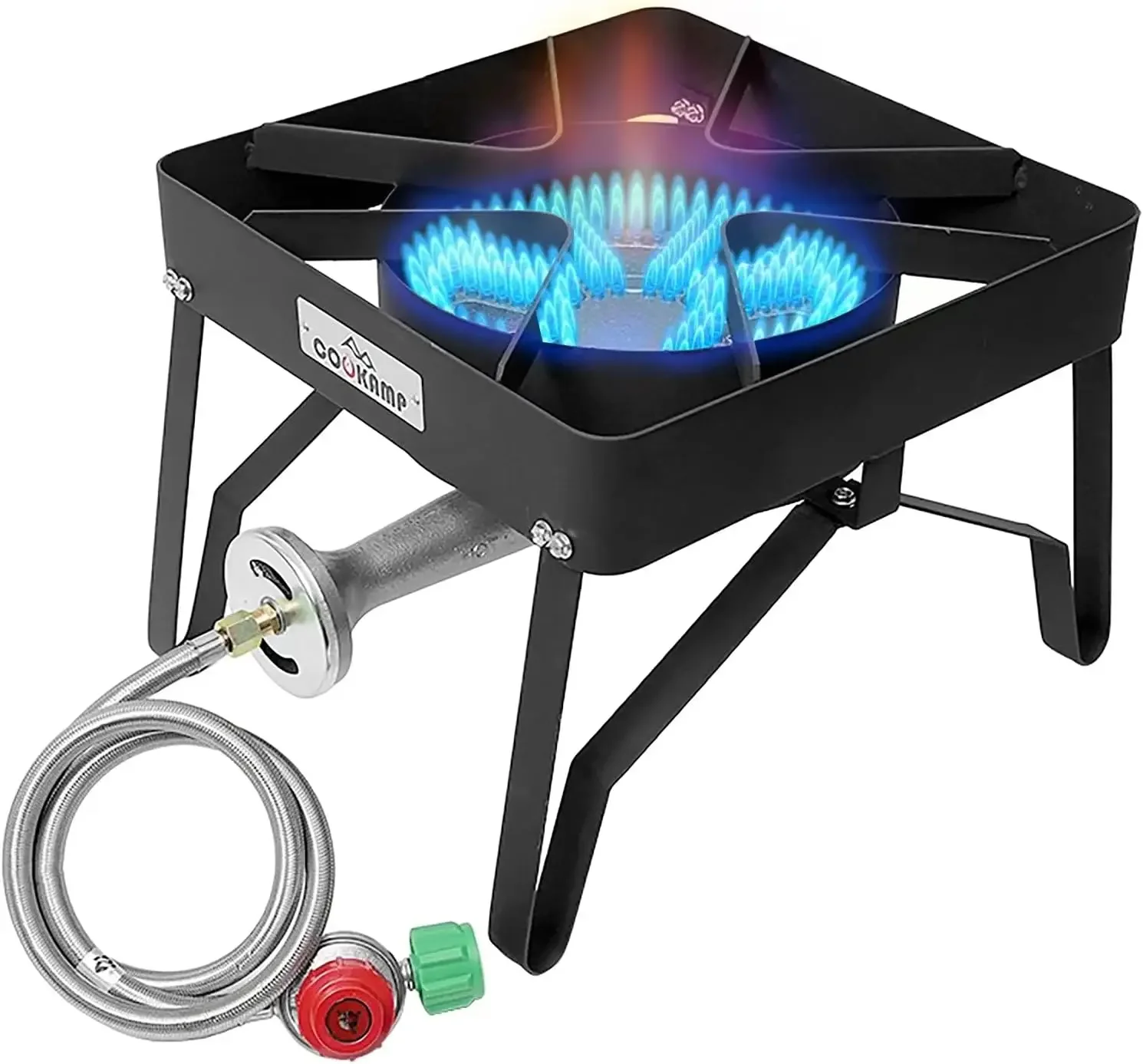 BestsellerHigh Pressure 200000 BTU Banjo 1-Burner Outdoor Propane Burner Gas Cooker with 0-30 PSI Adjustable Regulator and Steel