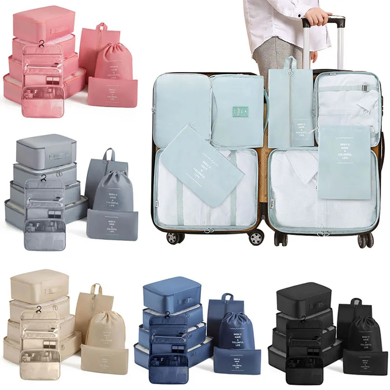 Travel Organizer Trip Storage Bags Suitcase Packing Cubes Cases Portable Wardrobe Luggage Clothe Shoe Organizer Pouch Toilet Bag