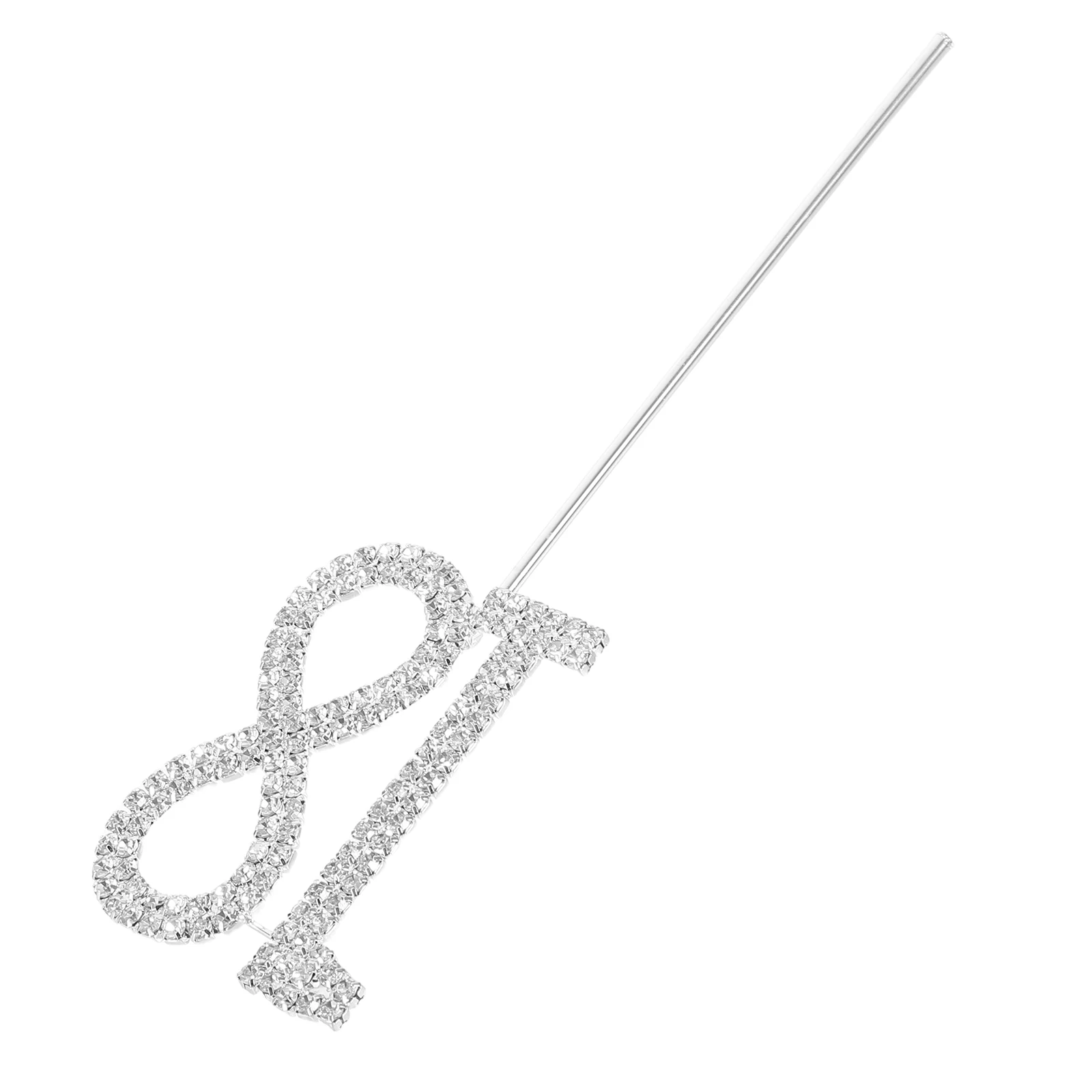 

Cake Topper Silver Alloy Rhinestone 12.4Cm Height 4.5X5Cm Pattern 18Th Birthday Anniversary Party Decor Cake Decoration For