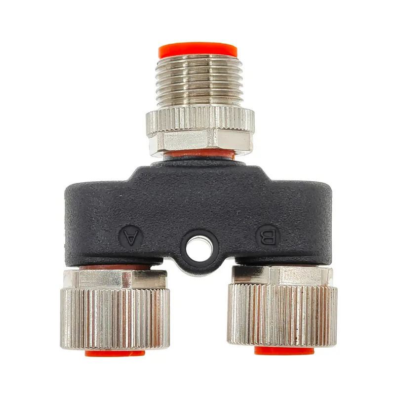 M12 Waterproof Three-way Pipe Connector Conversion Plug 4Pin 5Pin A Code Y Shaped Male Female