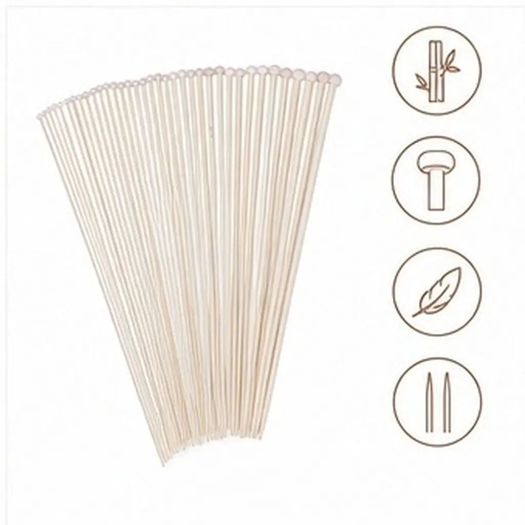 36Pcs Bamboo Knitting Needles 12Cm Single Point Straight Needles Lightweight Joint Friendly Smooth Surface for DIY Sweater Hat